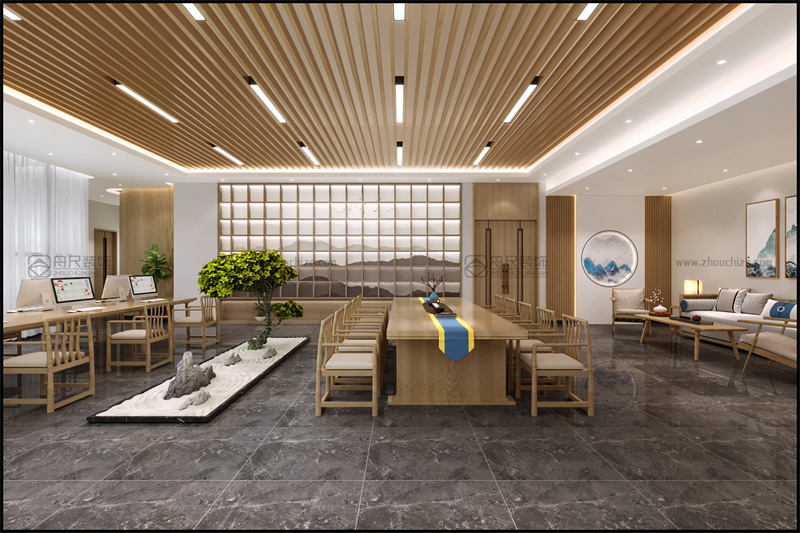 汽配城新中式茶室30m²装修设计